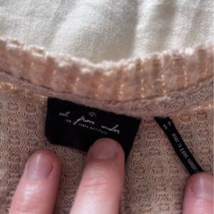 Waffle-knot, oatmeal button up with tie front